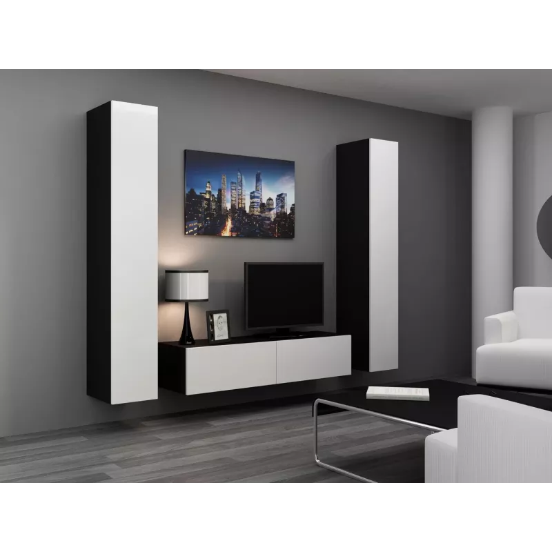 Conjunto de armários de sala Cama VIGO 9 preto/branco brilhante