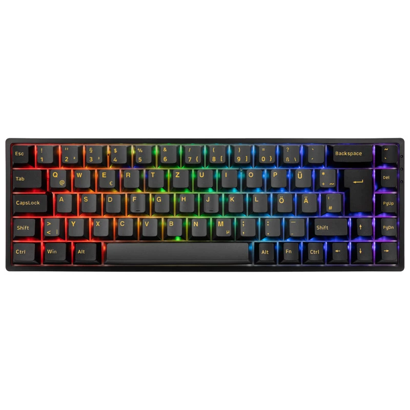 Teclado gaming sem fios AKKO 3068B Plus Preto&Dourado, mecânico, RGB - V3 Cream Amarelo, ISO (DE), preto