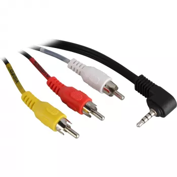 Cabo adaptador Wentronic Goobay jack 3,5 mm/RCA, 1,5 m – ficha jack 3,5 mm (4 polos, estéreo) 90° > 3x ficha RCA (50209)