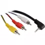 Cabo adaptador Wentronic Goobay jack 3,5 mm/RCA, 1,5 m – ficha jack 3,5 mm (4 polos, estéreo) 90° > 3x ficha RCA (50209)