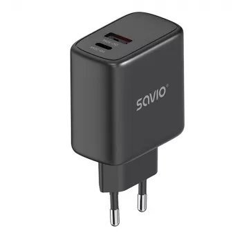 Carregador de exterior SAVIO LA-06/B USB Type-C 30W Power Delivery 1x USB-C Preto, 5–20V, 3A/9V, 3A/5V, 3A/12V, 2,1A