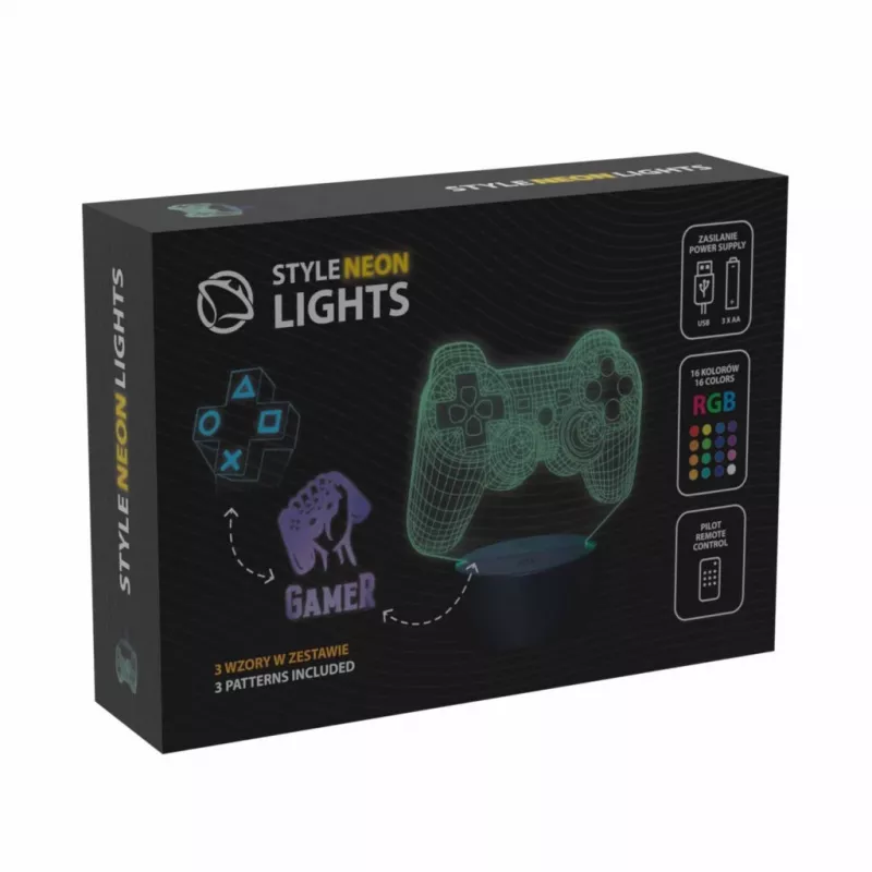 Lâmpada LED de mesa MANTA SNL122RGB decoração de luz 3D RGB, RGB com mudança de cor, alimentação USB