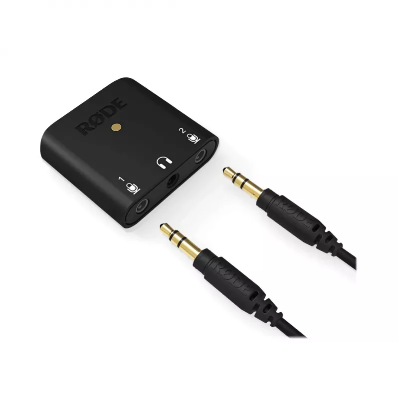 RØDE AI-Micro interface de áudio móvel, 2x entradas TRS/TRRS de 3,5 mm, saída de auscultadores de 3,5 mm, USB-C, preta