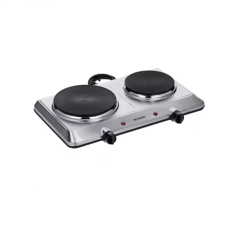 Placa de cozinha de mesa Severin DK 1014 com placa fechada 2 zonas controlo por botão rotativo