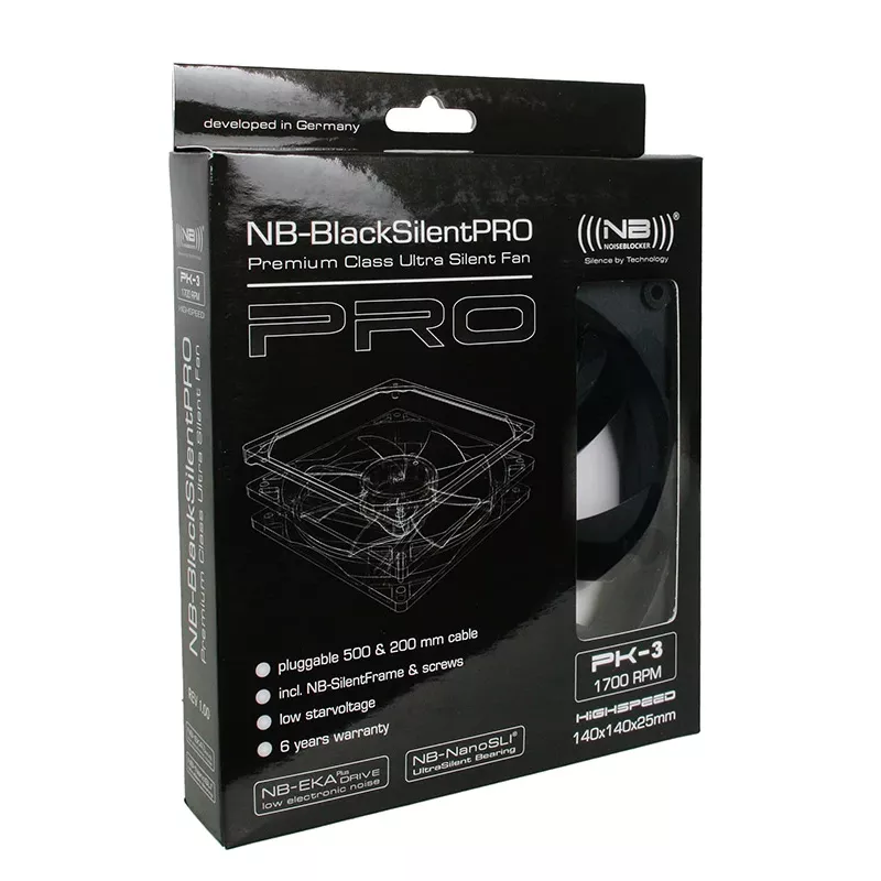 Ventoinha Noiseblocker BlackSilentPro PK3 14 cm preto