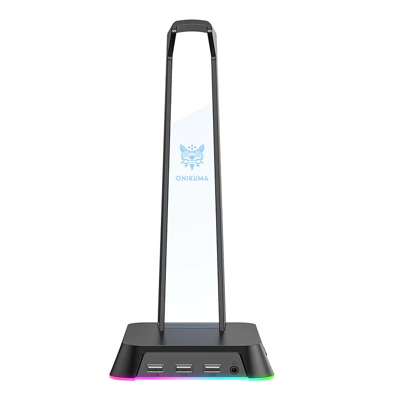Suporte para auscultadores Onikuma ST-2 — altura ajustável, design robusto preto