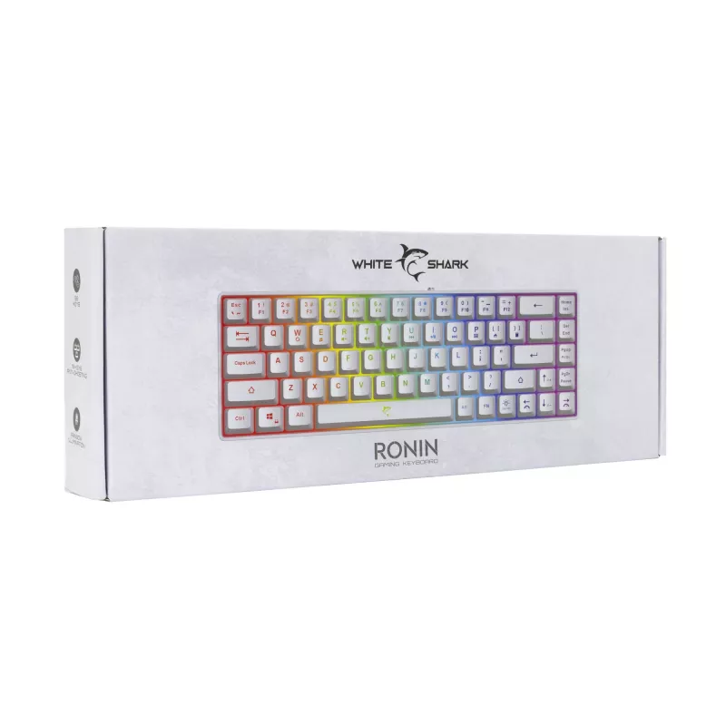Teclado White Shark RONIN branco USB QWERTY 68 teclas LED
