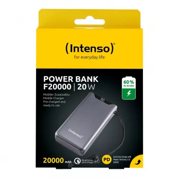 Powerbank INTENSO 7332054 — 20000 mAh, PD 3.0 & QC 3.0, 20 W, USB-A + USB-C, cinzento