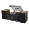 Sistema áudio midi doméstico muse MT-120 MB — 20 W RMS, altifalantes de 2 vias, AC 100–240 V 50/60 Hz, preto/transparente/madeira