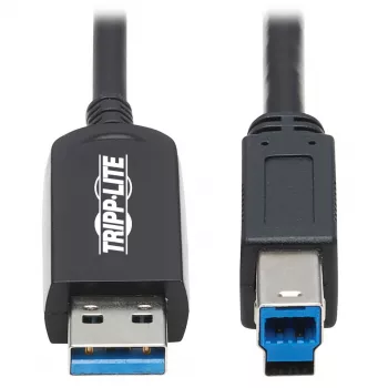 Cabo de fibra ótica ativo (AOC) com certificação Plenum Eaton Tripp Lite Série USB 3.2 Gen 1 - A/B M/M, preto, 20 m - Cabo USB - USB Type-A (M) para USB Type-B (M) - USB 3.2 Gen 1 - 20,0 m - P