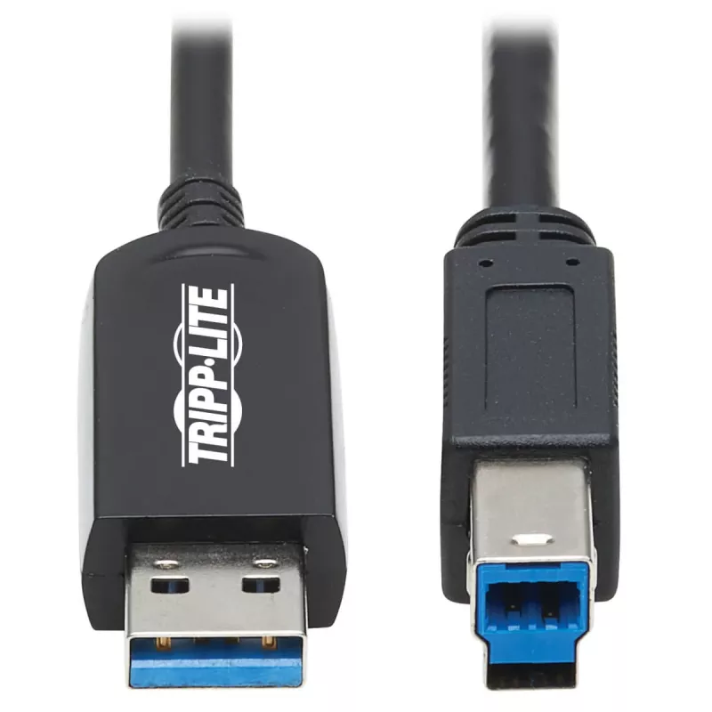 Cabo de fibra ótica ativo (AOC) com certificação Plenum Eaton Tripp Lite Série USB 3.2 Gen 1 - A/B M/M, preto, 20 m - Cabo USB - USB Type-A (M) para USB Type-B (M) - USB 3.2 Gen 1 - 20,0 m - P