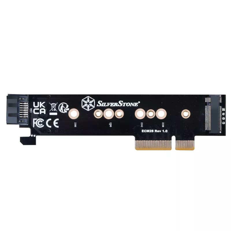 Placa adaptadora Silverstone SST-ECM28 M.2/SATA, PCIe 4.0, 1x M-Key, 1x SATA