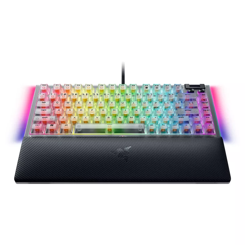 Teclado mecânico gaming hot-swappable Razer | BlackWidow V4 75% | Teclado gaming | Com fios | US | Phantom White Edition | USB Type-C | Razer Mechani