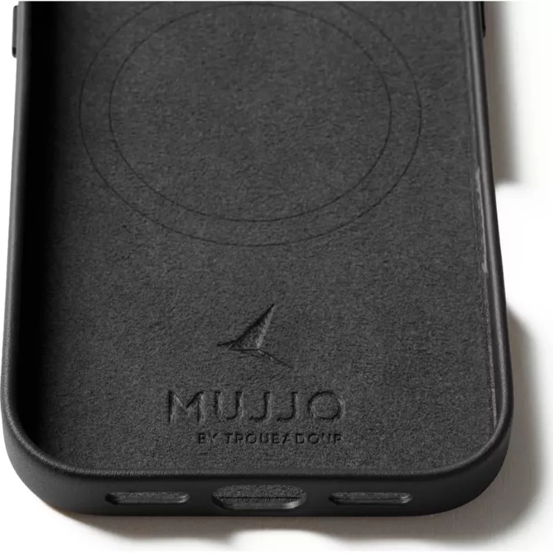 Mujjo Full Leather Case MagSafe capa para iPhone 17 preto