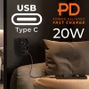 Power Splitter MACLEAN MCE249 F/B – 2 tomadas AC (16A + 6A) com 2×USB-A e 2×USB-C PD 20W, ficha EU, preto