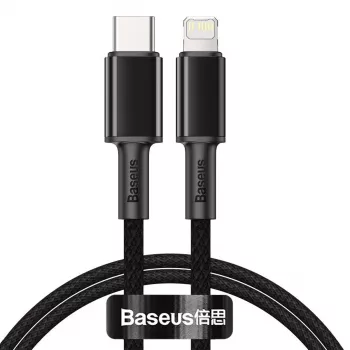 Cabo trançado de alta densidade Baseus Type-C para Lightning, PD, 20W, 1m (preto)