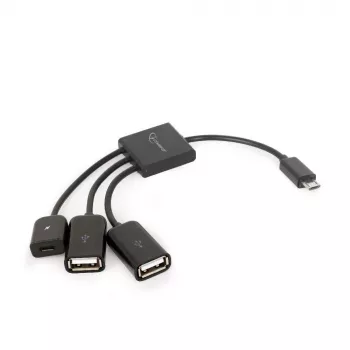 Cabo USB OTG Micro BM -> 2xUSB-AF + BF Micro 13cm