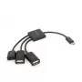 Cabo USB OTG Micro BM -> 2xUSB-AF + BF Micro 13cm