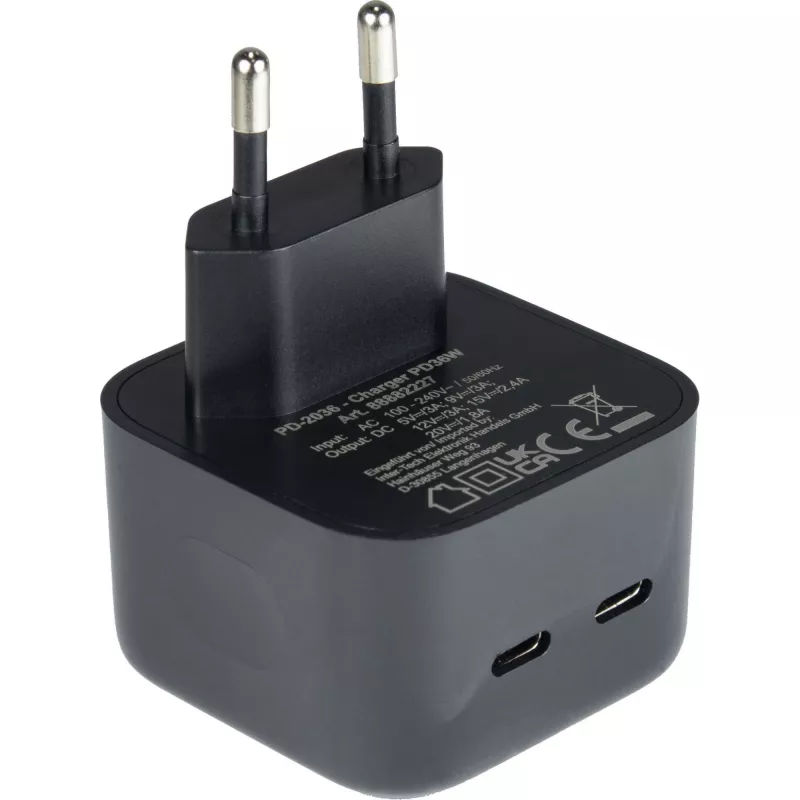 Carregador de smartphone Inter-Tech PD-2036, preto, AC, interior