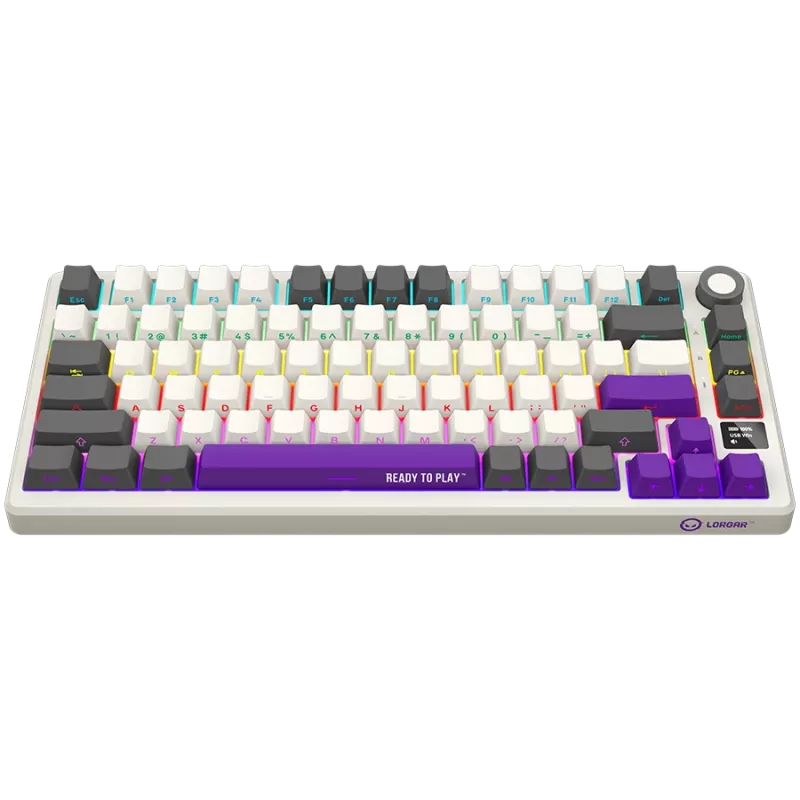 LORGAR KBP7075W, teclado gaming mecânico 75% sem fios Pro, bege, layout EN