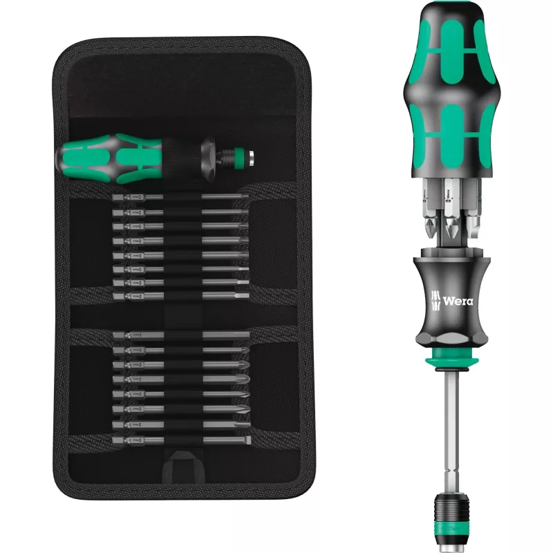 Wera Kraftform Kompakt 25 conjunto de chave de fendas com pontas, 7 pcs., preto/verde