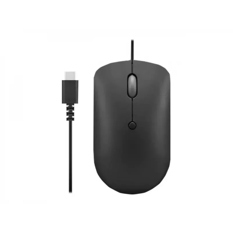 Rato ótico com fio Lenovo GY51D20875 USB Type-C, ambidestro, 2400 DPI, 4 botões, preto