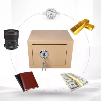 Caixa de chaves Extralink S-404 home office dourado — cofre de chaves para parede, caixa de chaves compacta