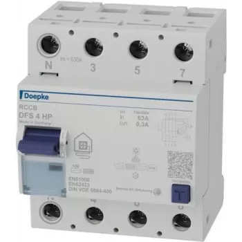 Interruptor diferencial Doepke DFS4 063-4/0.30-HPFI 4p 63 A 0,3 (09146805)