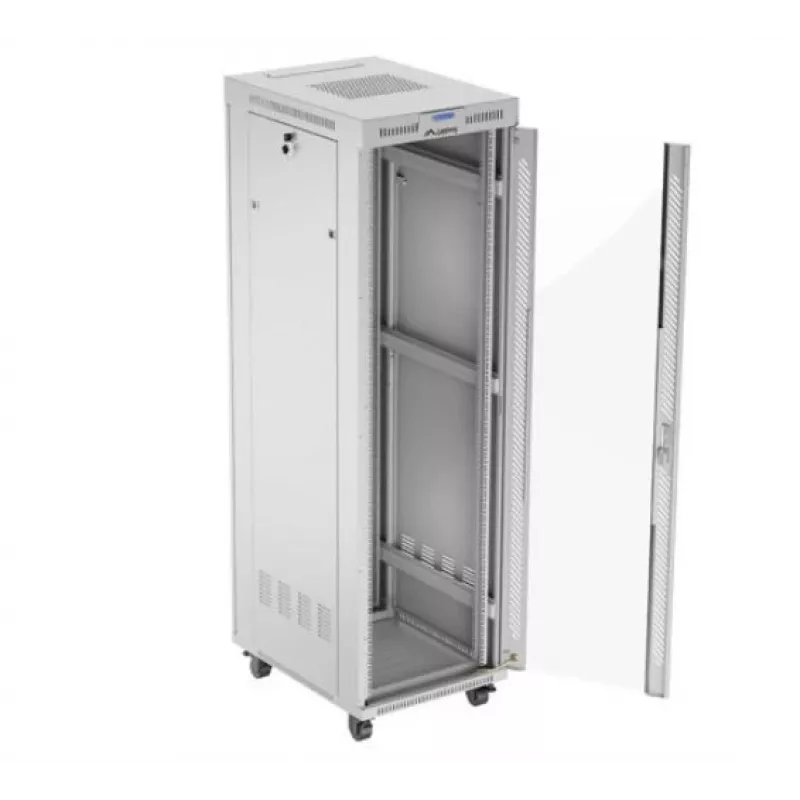 Lanberg FF01-6842-12SL armário rack de chão de 19" 42U 600x800x2122 mm, porta de vidro, LCD, flat pack, 1200 kg, IP20, cinzento
