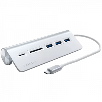Satechi Type-C Hub USB e Leitor de cartões em alumínio, prateado, ST-TCHCRS