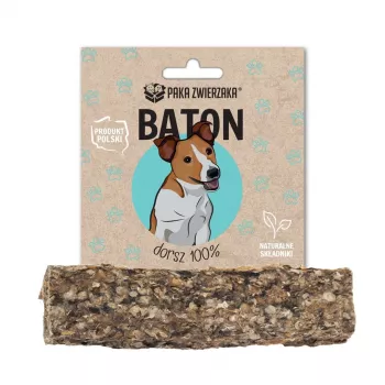 Petisco para cães PAKA ZWIERZAKA Cod Bar 12 cm 28 g — osso mastigável natural para higiene dentária com sabor a peixe