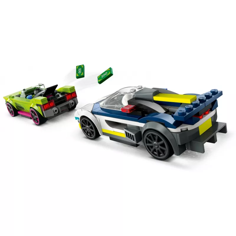 Conjunto de brincar LEGO City 60415 Carro de polícia e perseguição de muscle car — 213 peças, 2 minifiguras, idade 6+