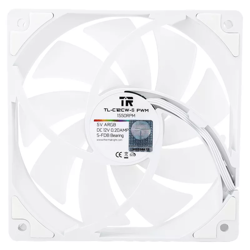 Ventoinha de caixa Thermalright TL-C12CW-S X3 120mm PWM ARGB - Branco
