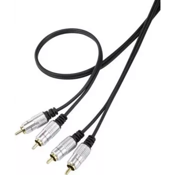 Cabo de ligação áudio SpeaKa Professional SP-7870144 RCA [2x ficha RCA - 2x ficha RCA] 1,00 m preto bainha SuperSoft, contactos das fichas dourados (SP-7870144)