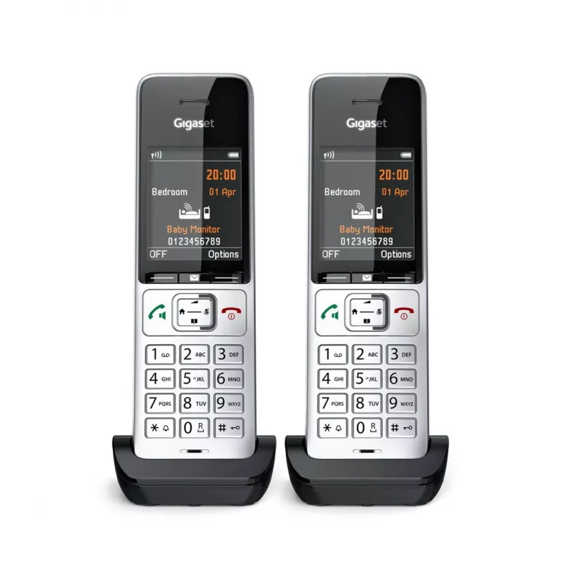 Telefone analógico/DECT Gigaset COMFORT 500HX duo com identificação de chamadas preto, prateado