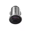 Carregador de automóvel Vention duas portas USB A+A (30+30) cinzento estilo mini liga de alumínio tipo