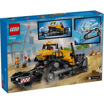 Brinquedo de construção Bulldozer LEGO 60466, série City, 682 peças, 3 minifiguras, idade recomendada 8+, tamanho 120×240×130 mm