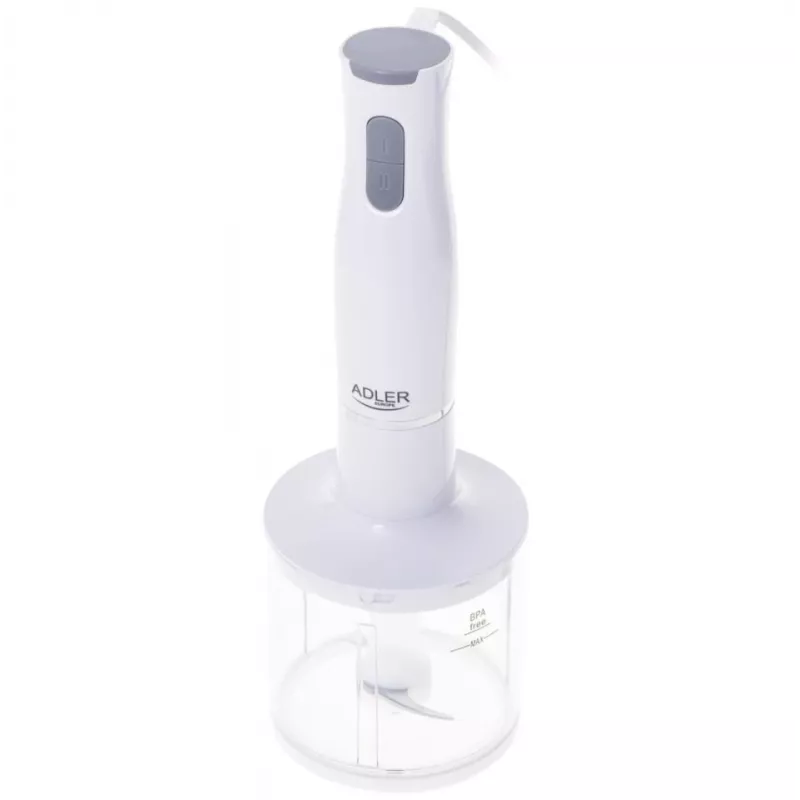 Adler AD 4620 conjunto de varinha mágica, 800 W, 2 velocidades, picador de 450 ml, copo de 750 ml, batedor, branco
