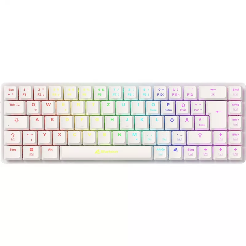 Sharkoon PureWriter W65 teclado sem fios, QWERTZ alemão, branco, Kailh Choc V2 Red