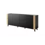 Cómoda cama meble FARO KOM200 CZ — 2000×420×820 mm, estrutura preto mate, frentes em efeito carvalho