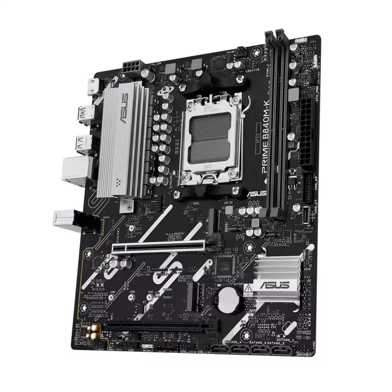 Placa-mãe ASUS PRIME B840M-K — AMD B840, socket AM5, micro ATX, DDR5, 2 DIMM, 128 GB, 2.5 GbE, M.2, SATA III