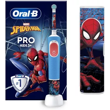 Oral-B | Vitality PRO Kids Spiderman | Escova de dentes elétrica com estojo de viagem | Recarregável | Para criança | azul | Número de cabeças de escova incluídas 1 | Número de modos de escovagem