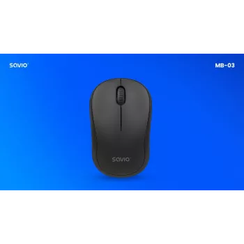 Rato sem fios SAVIO MB-03, interface Bluetooth, 1000 DPI, pilha AA, 99×60×39 mm, 51 g, recetor incluído