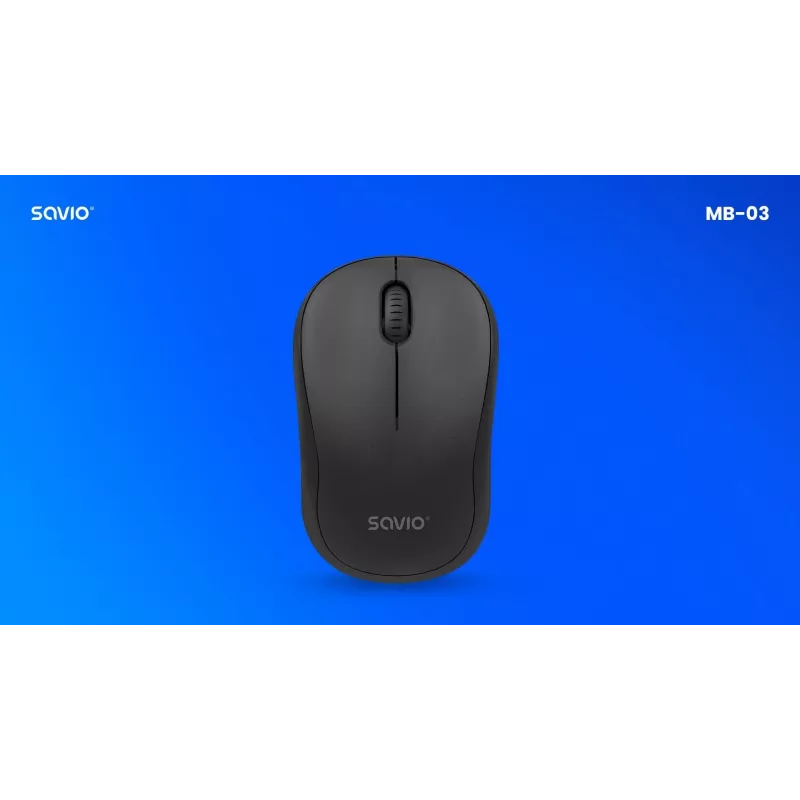 Savio MB-03 rato ótico sem fios, recetor USB de 2,4 GHz, 1000 DPI, 3 botões, pilha AA, 99x60x39 mm, 51 g, preto
