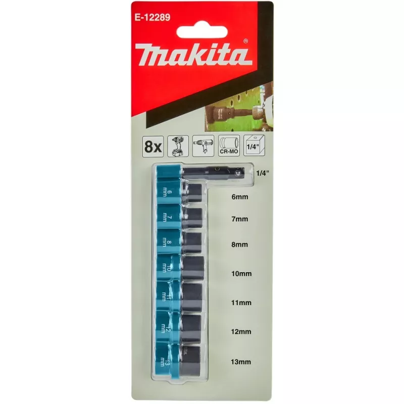 Conjunto de chaves de caixa de impacto e adaptador Makita E-12289, 8 un.