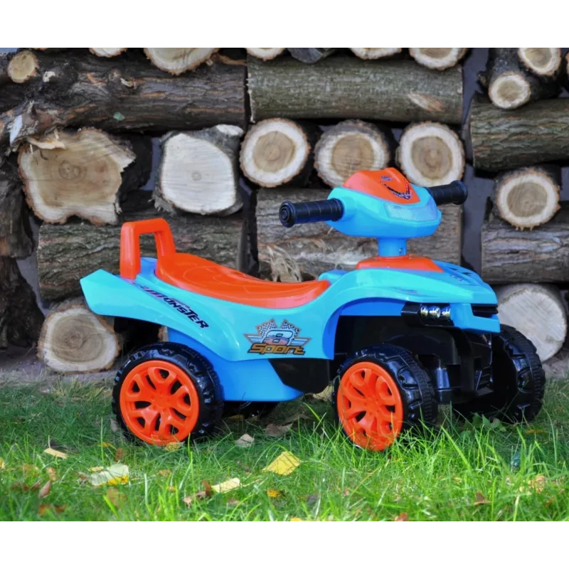 Veículo deslizante Milly Mally Ride-on Monster Navy — veículo deslizante com assento para criança, altura de assento baixa