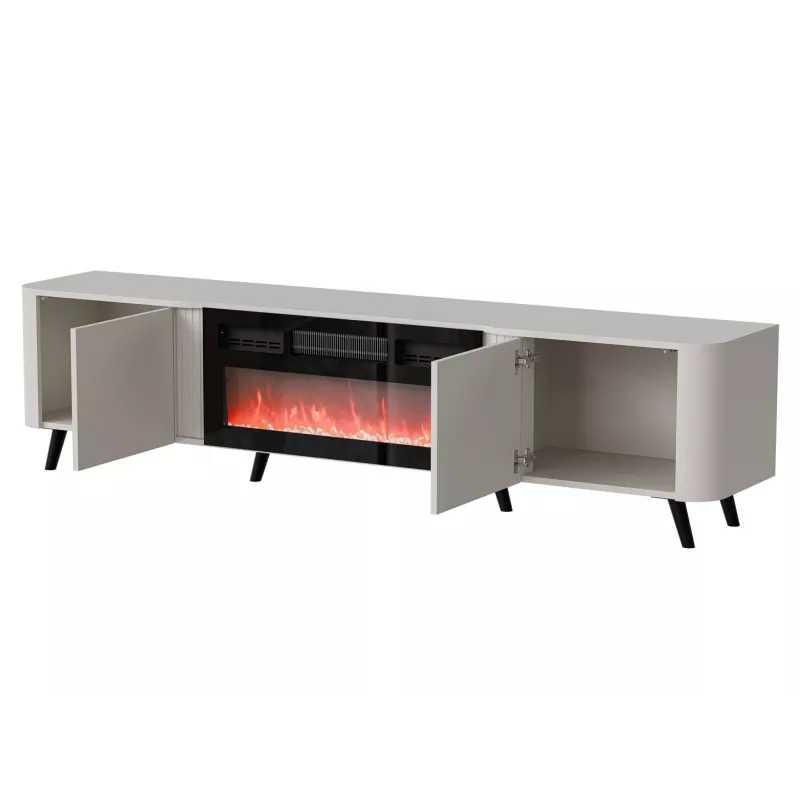 Móvel de TV Cama Meble Volare 200 x 39 x 49 cm cashmere com lareira elétrica