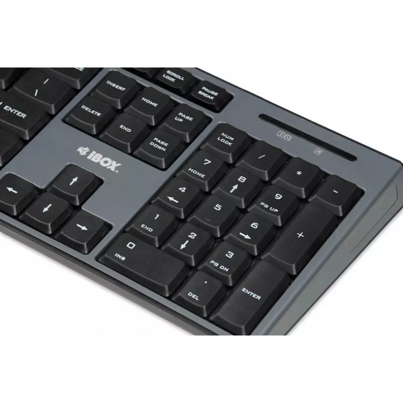 IBOX Desktop Kit Pro conjunto de teclado e rato sem fios, QWERTY tamanho completo 104 teclas, 2,4 GHz, 1200 DPI, preto