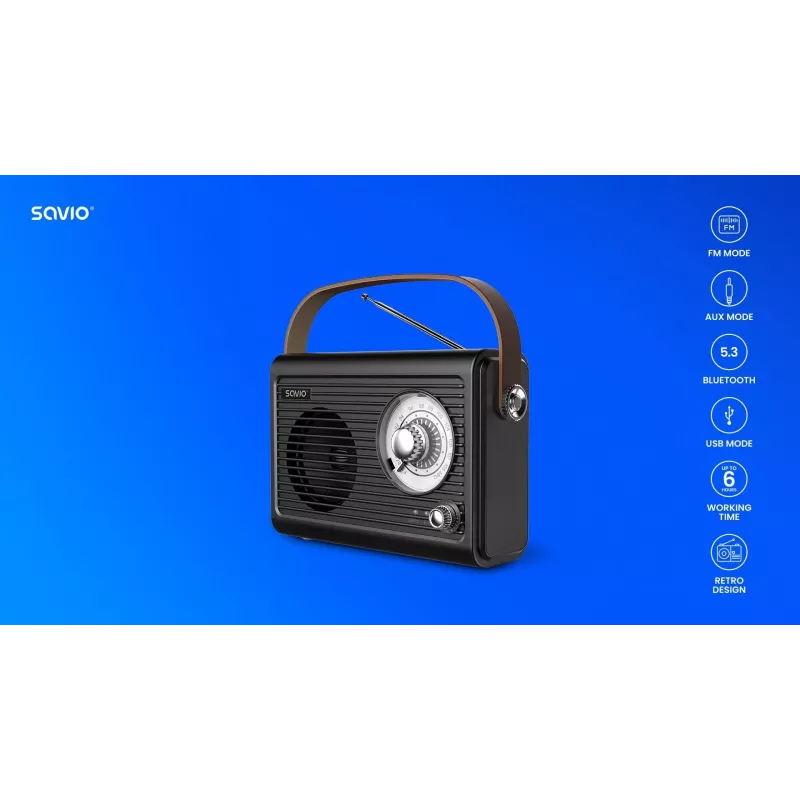 Rádio portátil Savio RS-01 analógico preto