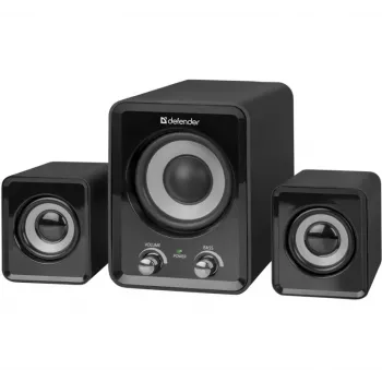 Altifalantes com fios DEFENDER Z4 2.1, 11 W RMS, preto, alimentação USB 5V, saída de auscultadores de 3,5 mm